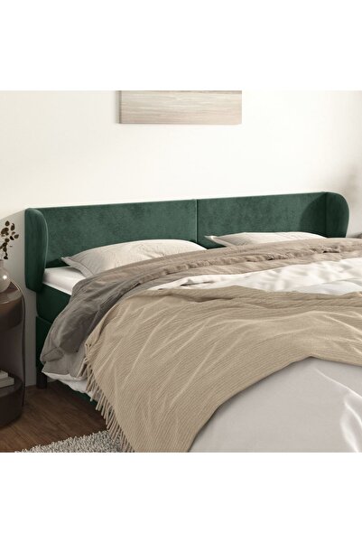 Concept Tăblie de pat cu aripioare verde închis 163x23x78/88 cm catifea