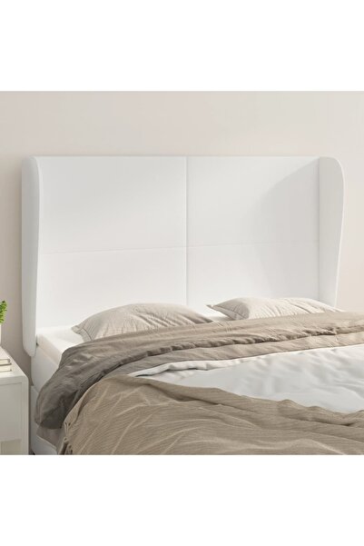 Concept Tăblie de pat cu aripioare, alb, 147x23x118/128 cm, piele