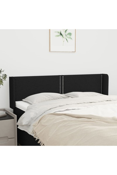 Concept Tăblie de pat cu aripioare negru 147x16x78/88 cm textil
