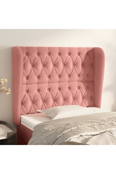 Concept Tăblie de pat cu aripioare, roz, 103x23x118/128 cm, catifea