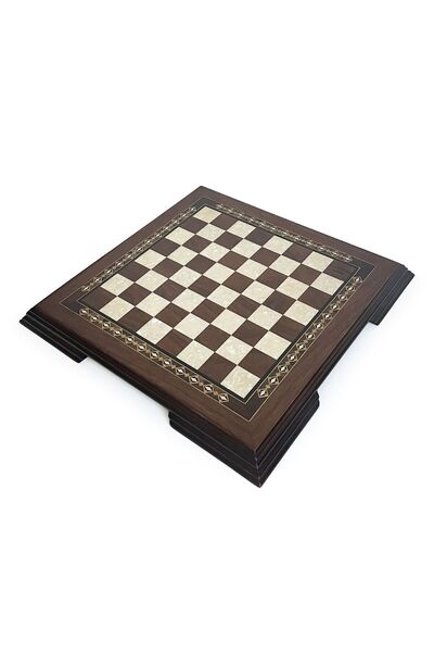 Helena Wood Art Flat Ayaklı Ahşap Satranç Tablası Küçük Ceviz 35x35cm