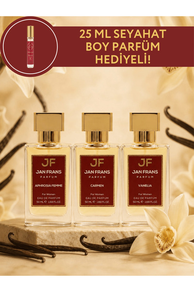 JF JAN FRANS VANİLYA SEVENLERE ÖZEL 3'LÜ KADIN PARFÜM SETİ 3 ADET 50 ML VANİL...