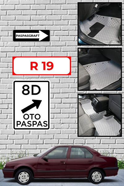 PASPASGRAFT RENAULT RENO R19 Açık Gri 8D Premium Tam Kaplama Havuzlu Deri Oto...