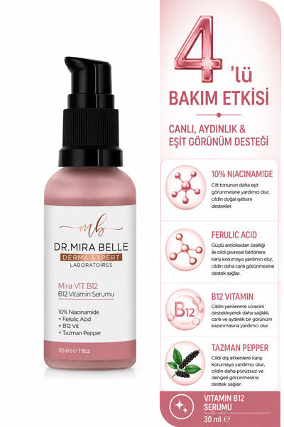 Dr. Mira Belle Derma Expert Mira-Vit B12 Serum %10 Niacinamide + Ferulik Asit...