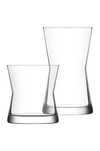 LAV Deep Glass Set of 12 (6 Soft Drink Glasses, 6 Whiskey Glasses)