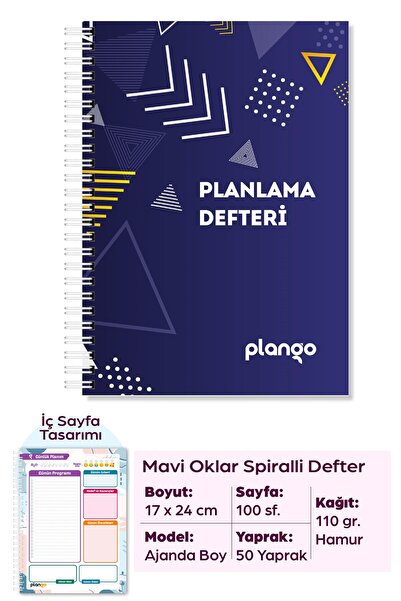 Plango Mavi Üçgenler Günlük Planlayıcı Defter - Daily Planner - Ders Çalışma ...