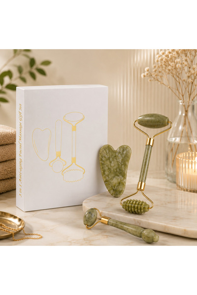 OEM Set Masaj Facial 3 în 1 cu Roller și Gua Sha, Accesorii Anti-Aging pentru...
