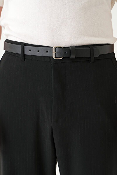 Gambocci Men's Faux Leather Thin Fabric Trouser Belt