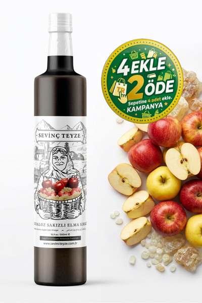 Organik Teyze Sevinç Teyze Sandaloz Sakızlı Elma Sirkesi 500ml ( Natural Ferm...