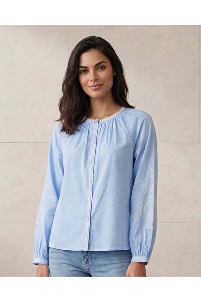 REDTAG Women Blue Embroidered Blouse