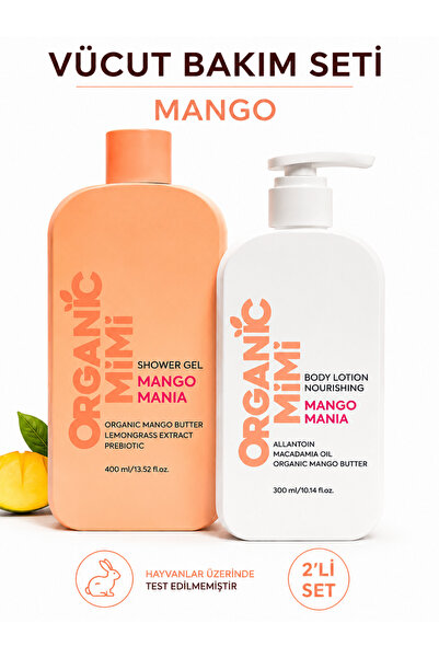 ORGANİC MİMİ Vücut Bakım Seti: Duş Jeli + Vücut Losyonu Mango Mania, Vegan Ne...