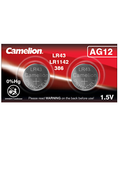 CAMELİON Set of 2 Alkaline Button Batteries AG12 LR43 1.5V 105mAh, Exceptiona...