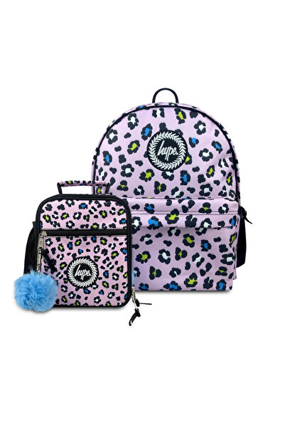JUST HYPE HYPE BAGS Backpack Iconic Set of 2 Lilac Leopard