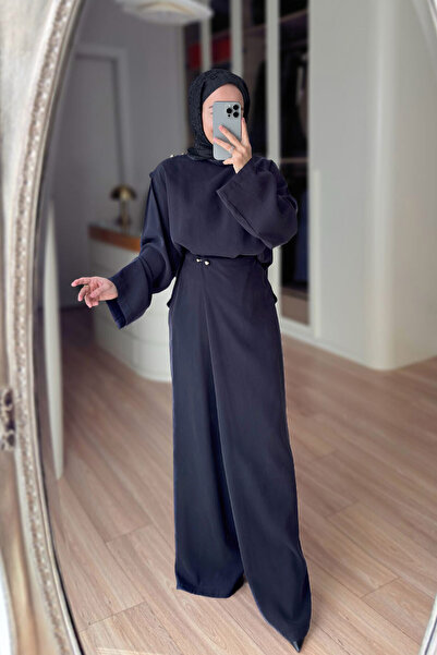 Ka Hijab Double-Breasted Casual Suit with Pants - Black