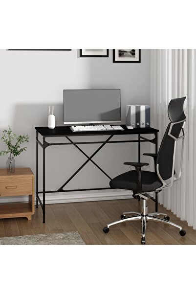 Concept Birou, negru, 100x50x75 cm, lemn prelucrat și fier