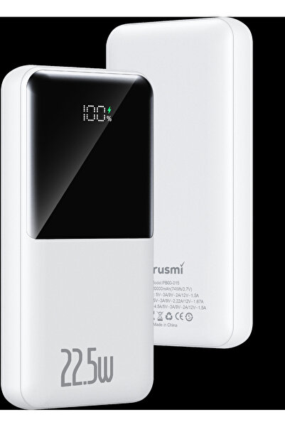 TRUSMI Powerbank Taşınabilir Şarj Cihazı 5W Hızlı Şarj Dijital Ekranlı Beyaz