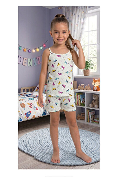 elmas kids Set boxer pentru fete, 100% bumbac, ecru, cu model unicorn