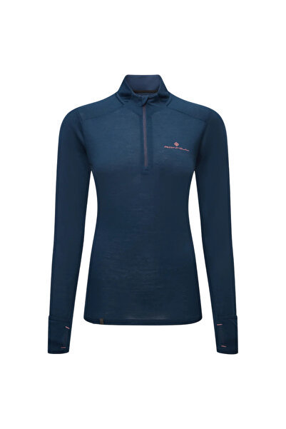 Ronhill Tricou tehnic de damă Tech Merino 1/2 Zip FW 2025-Albastru-XL