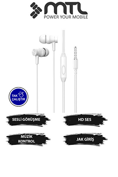 3.5 MM Jack Girişli Stereo Kulak İçi Silikonlu Kablolu Kulaklık Ses Performansı ve Konfor MT270