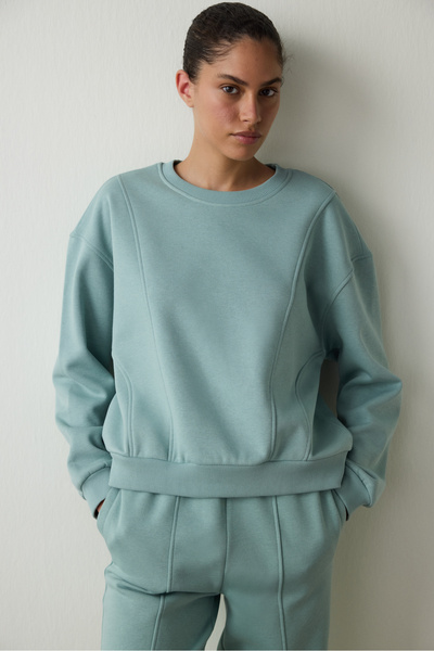 Penti Mint Curvy Side okrugla kragna Oversize kroj Skraćeni kroj Dukserica