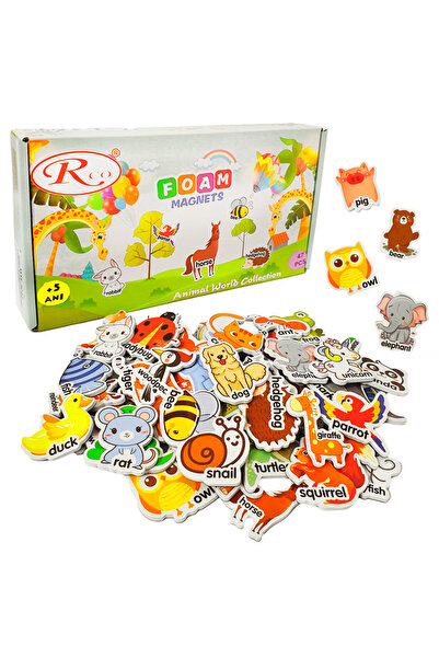 RCO Animal World Educational Magnet Set Made of EVA Foam, 47 Colorful Magneti...