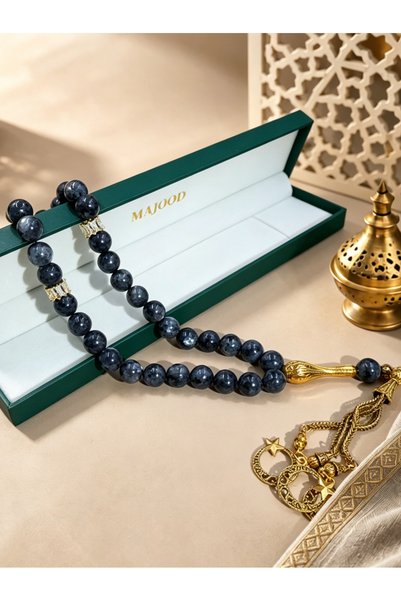 MAJOOD /33 Real Dark Gray Moonstone Prayer Beads/Tasbih/10MM/For Men And Women