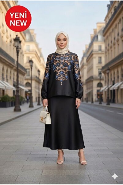 Muslima Wear Satiné Milano Black Satin Matte Skirt