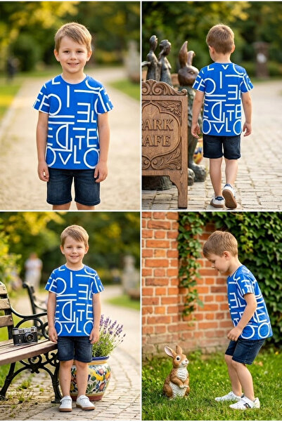 meyastore Boy's T-Shirt with Letter Print