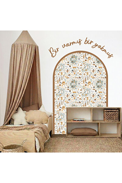 Sosyotab Çocuk Bebek Odası Duvar Sticker Seti | Bir Varmış Yazısı + Çerçeve |...
