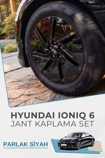 GRAFİCAR Hyundai İoniq 6 Uyumlu Jant Kaplama Sticker Set - PARLAK SİYAH