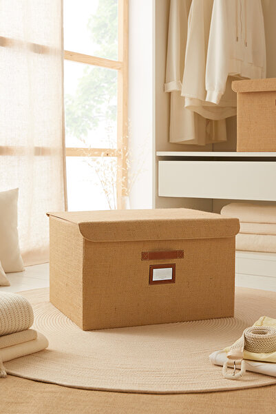 Ocean Home Textile صندوق تخزين قابل للطي بغطاء من الجوت لتنظيم الملابس والألع...