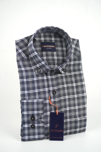 elitpark Classic Frame Cotton Pocket Plaid Men's Shirt