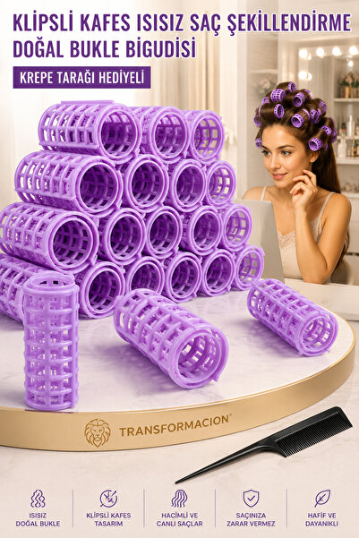 Transformacion Cage Night valjci za kosu bez toplote, prirodni valjci za kovr...