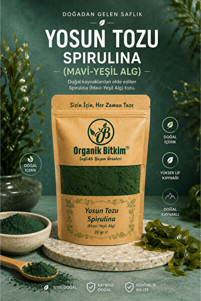 OB Organik Bitkim Yosun Tozu - Spirulina (MAVİ-YEŞİL ALG) 20 gr