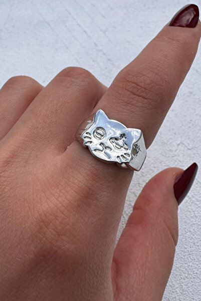 Leo'Stone Polished Series Crying Cat Design Adjustable Women's Ring