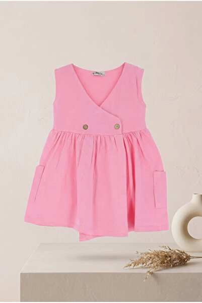 meyastore Girl's Dress with Pockets and Buttons