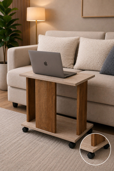 Nenu Nova Bohem Tarzı Yan Sehpa - Salon Sehpası - Laptop Sehpası - 60x35