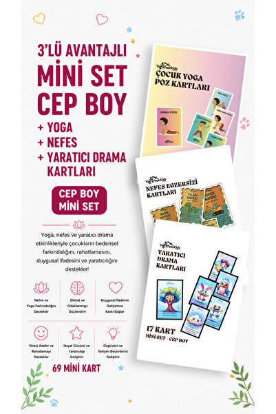 Yogatoon Kids World 3’lü Cep Boy Yoga, Nefes & Yaratıcı Drama Kartları – Çocu...