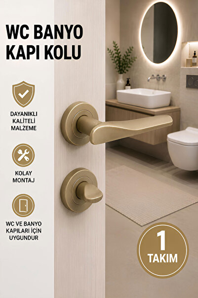Badem10 مجموعة Özen Royal Titanium Color 1 مكونة من مقبض باب الحمام بتصميم عص...