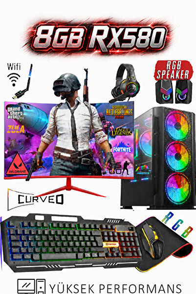 Dmc N131x( PUBG,GTA 5) I5-3470 16GB RAM 500GB HDD 256GB SSD,RX580 8GB 24" Oyu...