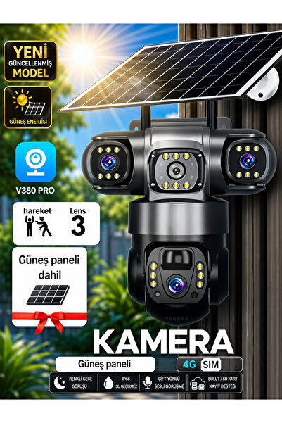 Dobest kablosuz 24 güvenlik: 4g sım kartlı 6mp kamera. güneş enerjili, çift y...