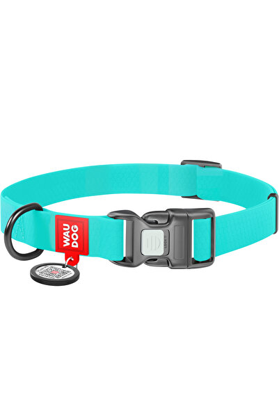 WAUDOG Dog collar, WAUDOG, waterproof, luminous, with QR passport, turquoise,...