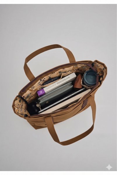Old Cotton Waxed Canvas Tote Shoulder Bag and Handbag (Adjustable Additional Strap)