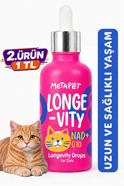 Metapet Kediler için Longevity-Sağlıklı Uzun Yaşam Damlası, Genel Sağlık Dest...