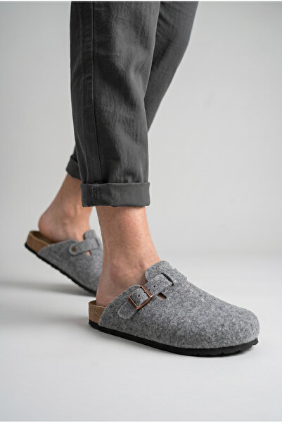 Roy Jones 7004 Unisex Gray Wool Felt Daily Home Slippers