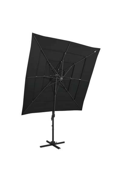 Concept Umbrelă de soare 4 niveluri stâlp aluminiu negru 250x250 cm