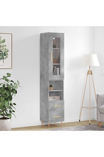 Concept Dulap înalt, gri beton, 34,5x34x180 cm, lemn prelucrat