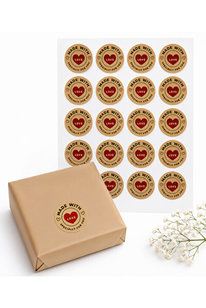 repro design Etichetă rotundă Kraft imprimată Made With Love 4 cm 24 buc Nr.:13