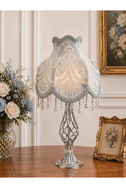 Dekovien Gray French Lace Velvet Fabric Headboard Twisted Silver Legs Classic...