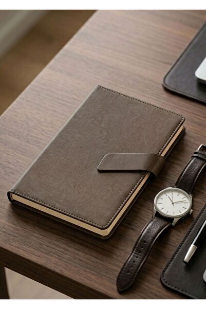 Mr.Notebook Kişiye Özel İsim Yazılı Füme Termo Deri Defter - Kayışlı Özel Kap...